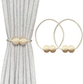 Melaluxe 2 Pack Magnetic Curtain Tiebacks, Decorative Curtain Holdbacks for Window Décor (Beige)
