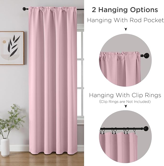 CUCRAF Light Pink Blackout Curtains Customize, Rod Pocket Room Darkening Curtain for Bedroom Living Room, Thermal Insulated Window Drapes 1 Panel (Custom Size, Color)