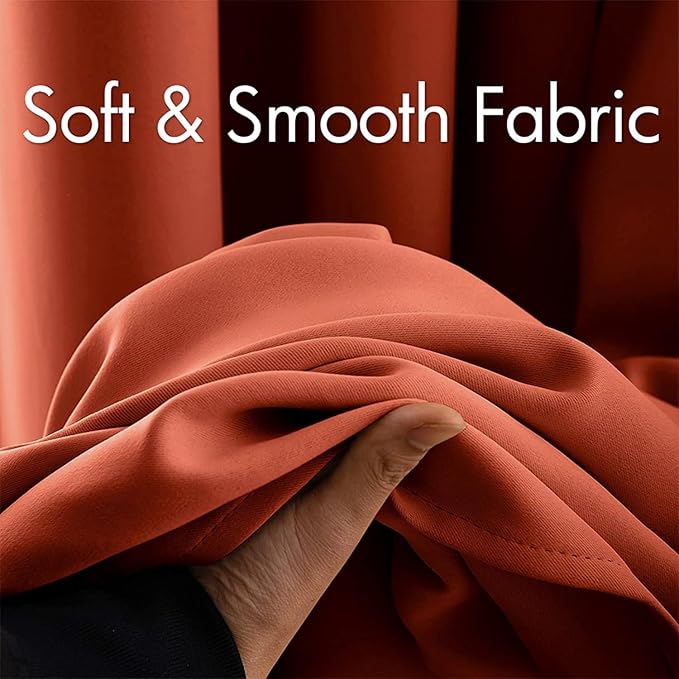 MIULEE 84" Long Room Darkening Curtains Thermal Insulated Rust Terracotta Drapes Window Treatment Set Grommet Top Light Blocking Blackout Curtain for Fall Living Room/Bedroom 2 Panels Burnt Orange