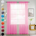youleyar Solid Sheer Rod Pocket Curtain Voile Draperies 2 Panels White Beige Black Grey Coffee 52 Inch Width 90 Inch Long 1 Pair for Kitchen Bedroom Children Living Room Yard (New Pink,52Wｘ90L)