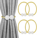Melaluxe 4 Pack Magnetic Curtain Tiebacks, Decorative Curtain Holdbacks for Window Décor (Gold)