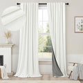 Ivory 100% Blackout Curtains 96 Inches Long 2 Panels Farmhouse Style Bedroom Windows Viral Basic Curtains for Living Room Black Out Neutral Drapes Linen Textured 52x96 Length Back Tab Pocket Off White