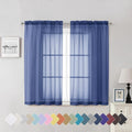 Lecloud Royal Blue Sheer Curtains 54 Inch Length 2 Panels, Voile Light Filtering Curtains with Rod Pocket, Transparent Tulle Window Treatments for Bedroom Laundry, Each Panel 42 X 54 Inch