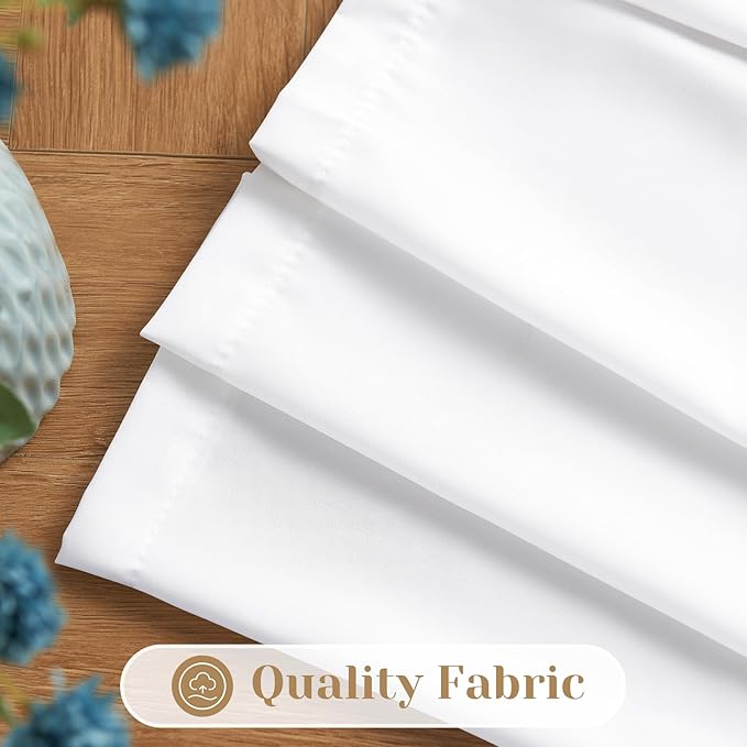 HOMEIDEAS Non-See-Through White Privacy Sheer Kitchen Curtains, 30 X 36 Inches Long 2 Panels Short Sheer Curtains Light Filtering Bathroom Window Drapes for Bedroom Living Room