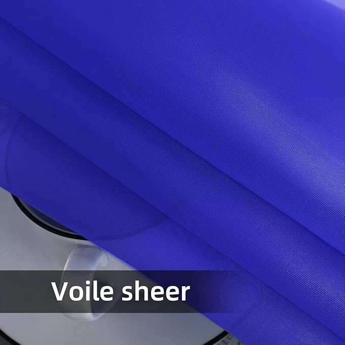 Youleyar Solid Sheer Rod Pocket Curtain Voile Draperies 2 Panels White Beige Black Ivory Coffee 26 Inch Width 30 Inch Long 1 Pair for Kitchen Bedroom Children Living Room Yard(Blue Sapphire,26W x 30L)