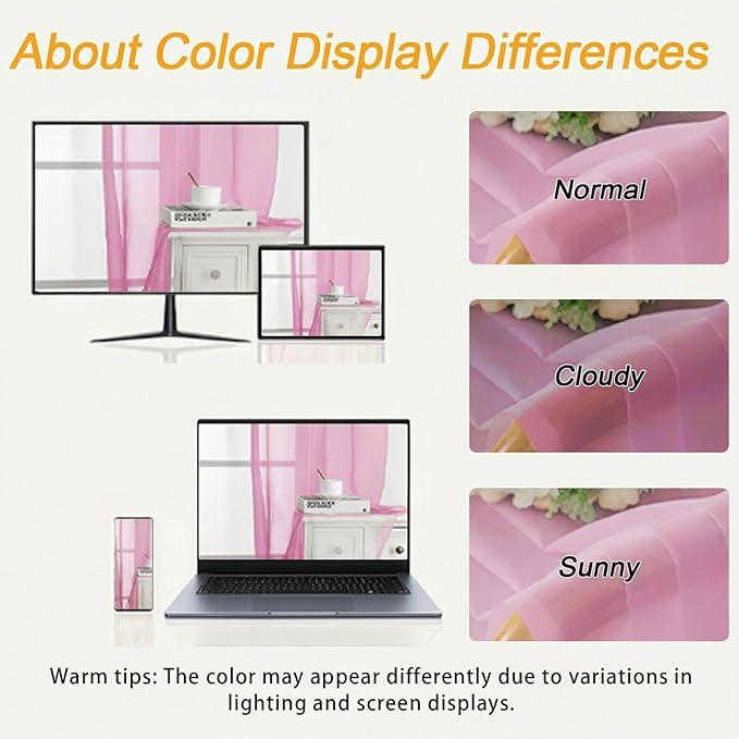 Gwine Small Valances for Windows - Light Filtering Short Window Curtain Valance, Soft Topper Treatment Sheer Curtain for Bathroom Laundry Basement, Each 42Wx14L inch, 2 Panels, Pink
