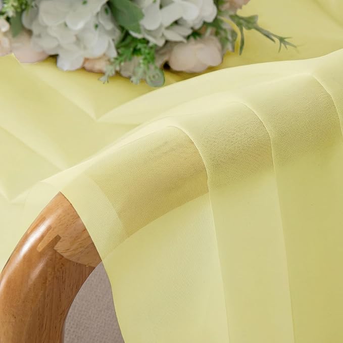 Simplebrand Light Yellow Short Sheer Curtains 45 Inch Length for Small Windows, Rod Pocket 2 Panels Set Solid Voile Drapes Window Sheer Curtains for Bedroom Bathroom Kids Room Kitchen, 42x45 Inch