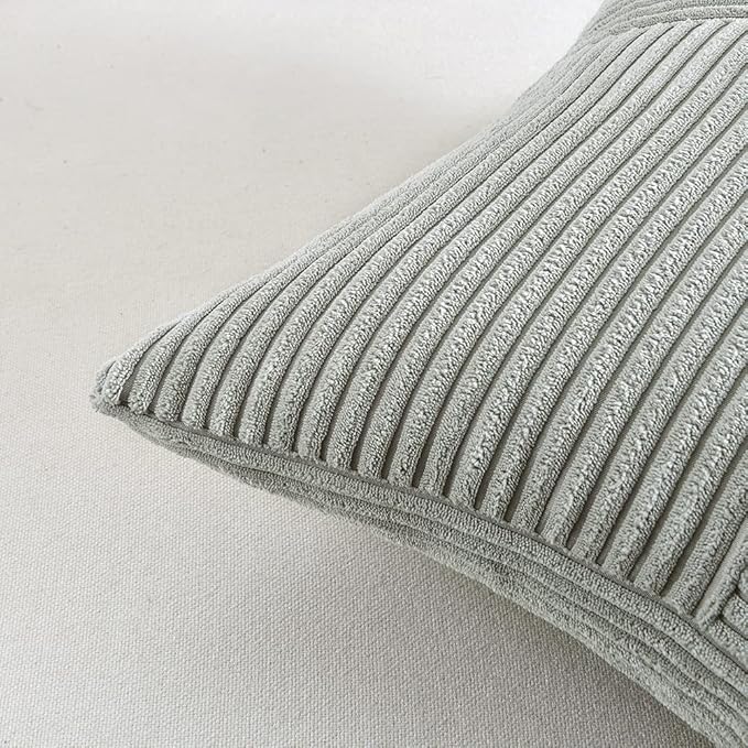 Fancy Homi 2 Packs Grey Decorative Throw Pillow Covers 22x22 Inch for Living Room Couch Bed Sofa, Rustic Farmhouse Boho Home Decor, Soft Corss Corduroy Patchwork Accent Square Cushion Case 55x55 cm