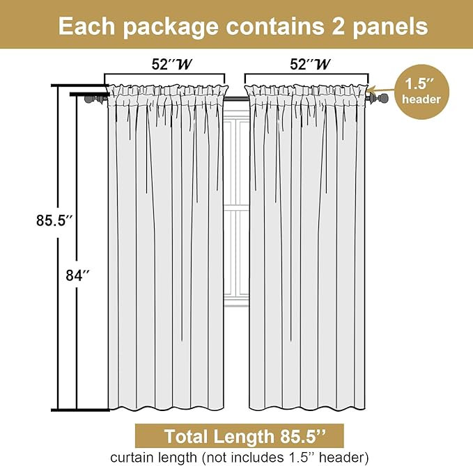 Lecloud Leia Ivory Sheer Curtains 84 Inches Long 2 Panels, Airy Voile Jacquard Leaf Textured Curtains, Semi Sheer Farmhouse Rod Pockets Curtain Drapes for Bedroom Living Room, 52" W x 84" L