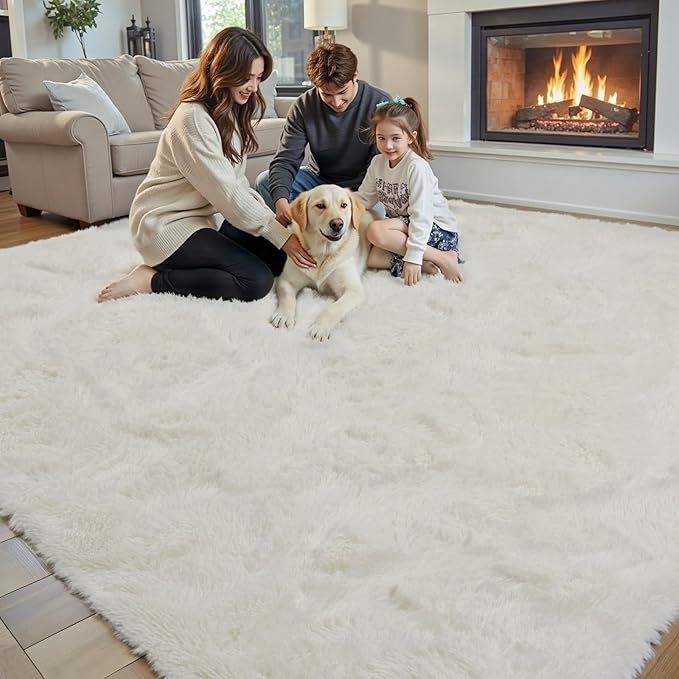 Rugs for Living Room 5x8, Alfombras para Salas Shag Large Plush Soft Area Rug, Shaggy Carpets for Bedroom, Kids Boys Girls Home Decor Aesthetic(Cream, 5 x 8)