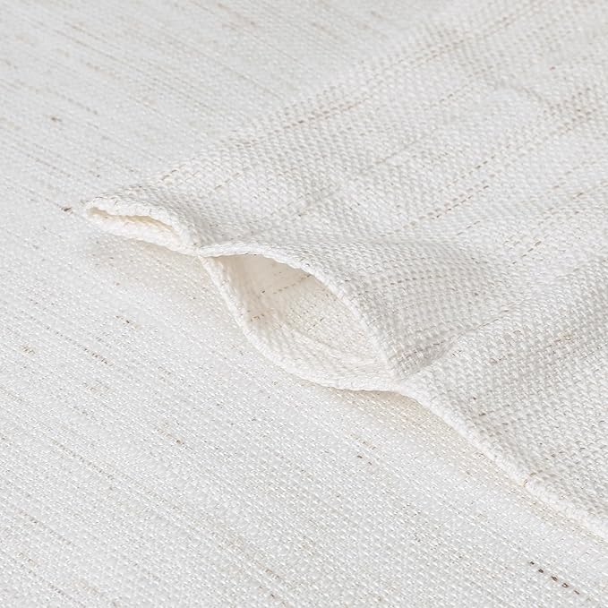 Chyhomenyc Blend Linen Valance for Windows, Light Filtering Blend Linen Solid Short Valance, Burlap Decorative Small Curtain for Kitchen Bathroom Laundry Basement, 60Wx12L inch, 1 Piece, Natural