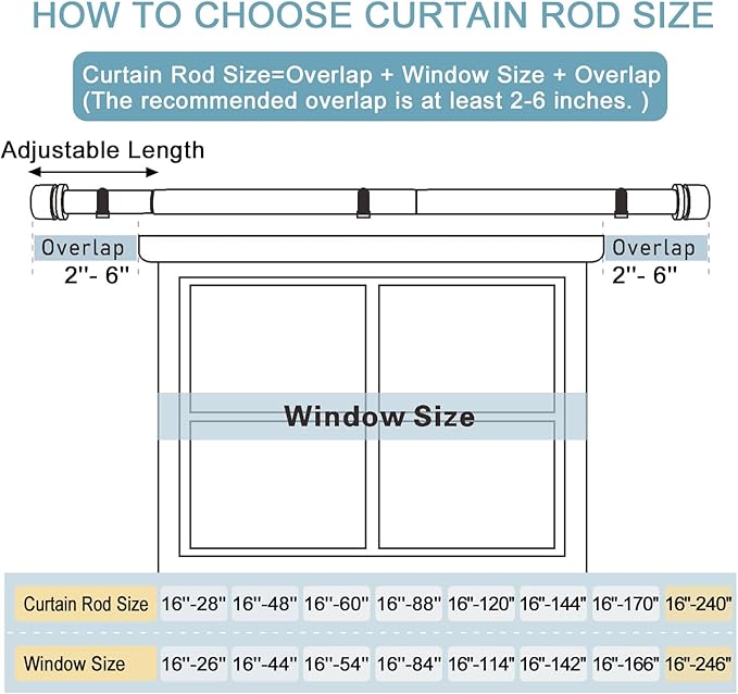 Byondeth Curtain Rods for Windows 16 to 240 Inches Adjustable Length 1 Inch Diameter Window Curtain Rod with Aluminium Finials, Flash Gold