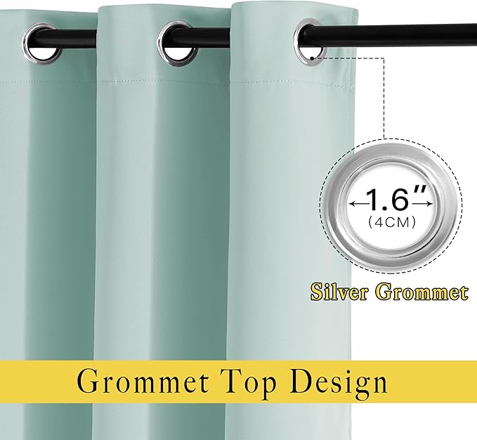 NICETOWN Aqua Blue Curtains 102 inches Long, Grommet Thermal Insulated Solid Blackout Curtains Privacy Window Treatments for Bedroom/Living Room, W46 x L102, 2 Panels