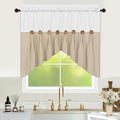 FRAMICS Farmhouse Swag Curtain, Boho Cotton Linen Valance Curtain, Rustic Button Window Valance for Kitchen, Country Rod Pocket Valances for Windows Bathroom Bedroom, White and Linen, 52 x 36 Inch