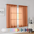 Simplebrand Orange Short Sheer Curtains 45 Inch Length for Small Windows, Rod Pocket 2 Panels Set Solid Voile Drapes Window Sheer Curtains for Bedroom Bathroom Kids Room Kitchen, 42x45 Inch, 2pcs