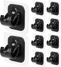 Codoule 10PCS Self Adhesive Curtain Rod Holders No Drill Curtain Rods Brackets No Drilling Nail Free Adjustable Curtain Rod Hooks Curtain Hangers for Bathroom Kitchen Home Bathroom Hotel(Black)