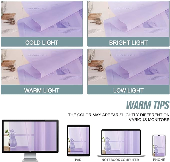 Window Sheer Curtains 54 inch Length, Soft Airy Light Filtering Sheer Curtain 2 Panels Set, Dual Rod Pocket Gauze Drapes for Living Room Bedroom, Lavender, 2x42Wx54L Inches