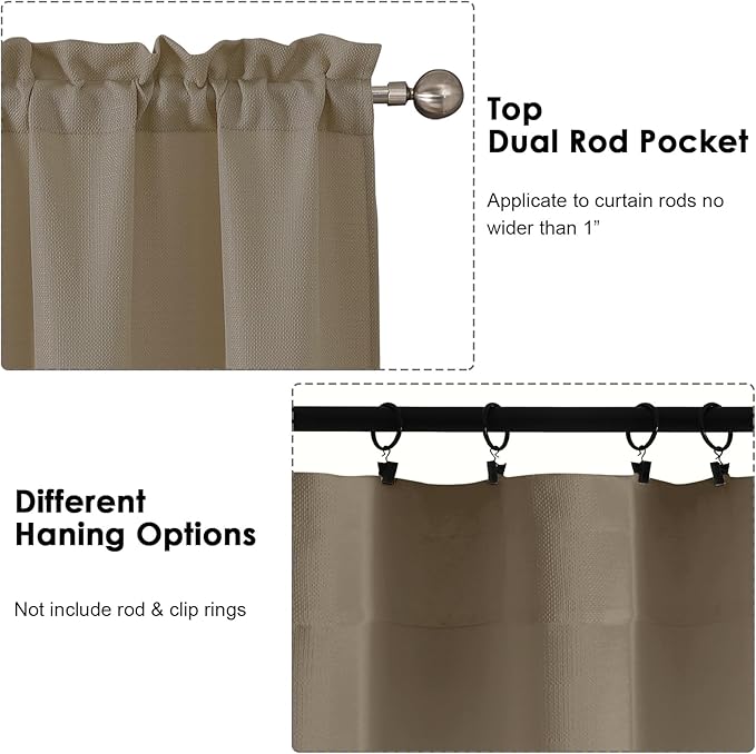 OWENIE Bob 1 PCS Stone Valances for Windows, Faux Linen Textured Kitchen Window Curtains Valance for Bedroom Living Room, Modern Soft Airy Solid Rod Pocket Bathroom Cafe Curtain, 60Wx14L Inch