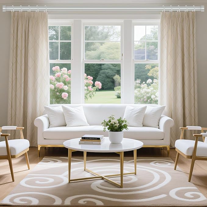 VOIIY Silver Curtain Rods for Windows 28 to 48 Inch(1.5-5 Feet), 1" Diameter Drapery Rods with Modern Style End Cap Finials,Size:30-60 Inch, Antique Silver