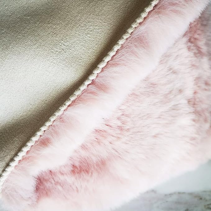 Ghouse Pink 3ft Faux Rabbit Fur Round Rug - Soft, Washable, No-Shedding Area Rug for Living Room, Bedroom Decor