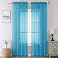 Lecloud Turquoise Sheer Curtains 90 Inches Long 2 Panels, Elegant Gauzy Airy Light Filtering Curtain, Voile Home Decor Drapes with Dual Rod Pocket for Bedroom Living Room, Each 42" W x 90" L