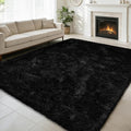 Ultra Soft Fluffy Area Rugs for Bedroom Living Room 10x12, Nursery Rug, Non-Slip Carpet for Kids Dorms Decor, Shaggy Bedside Rug, Black