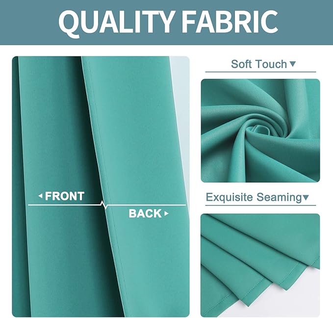 ChrisDowa Room Darkening Curtains 90 Inches Long 2 Panels Set for Living Room, Grommet Thermal Insulated Blackout Curtains for Bedroom (Teal, 52 x 90 Inch)