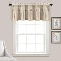 Lush Decor Linen Button Farmhouse Valance, 84" W x 18" L, Dark Linen - Kitchen Curtains Valances - Valances for Windows - Curtain Valance