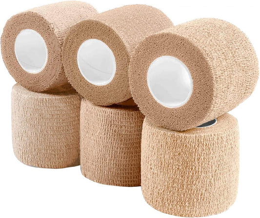 WePet Pet Wrap, Self-Adhesive, Only Sticks to Itself, Non-Woven Tape for Dog Legs, Paws, Wounds, First Aid Cohesive Gauze for Horse, Cat, Bird, Animal, 6 Rolls, 2 Inch, Solid Color