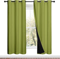 NICETOWN 100% Blackout Window Curtain Panels, Fresh Green, 2 Pieces, 42-inch Wide Per Panel, Full Light Blocking Drapes with Black Liner for Nursery, 72-inch Drop Thermal Insulated Draperies