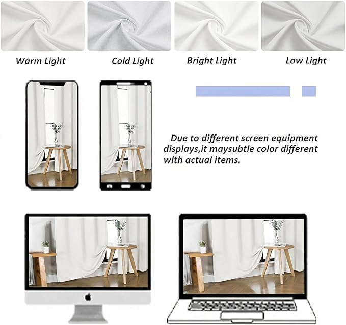 Simplebrand Ava Light Beige Short Light Filtering Curtains for Bedroom 54 Inches Long 2 Panels Set, Solid Thermal Insulated, Energy Saving Window Treatment Curtains Light Filtering, W40 x L54 Inch