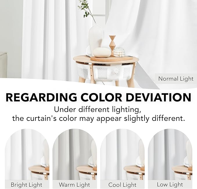 Deconovo Total Blackout Curtains 2 Panels W42 x L72— 100% Blackout, Thermal Insulated, Back Tab, Machine-Washable Drapes, White