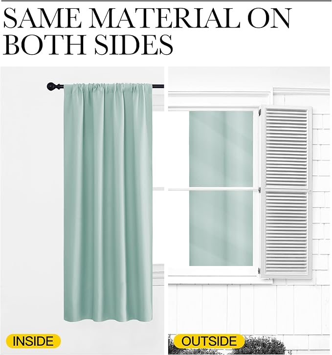 NICETOWN Kitchen Curtains, Short Blackout Curtains & Drapes, Aqua Blue, 42" Wide by 54" Long, 2 PCs, Thermal Insulated Blackout Curtain Panels for Kids Room, Play Room