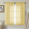 Gwine Sheer Curtains 63 Inch Length - Light Filtering Rod Pocket Window Curtain Panels for Bedroom, Elegant Soft Voile Living Room Sheer Drapes, Each 42Wx63L, 2 Panels, Yellow