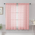 Chyhomenyc Blush Pink Short Curtains 45 Inch Length 2 Panels, Light Filtering Leaf Textured Window Curtain Panels for Bedroom Living Room, Elegant Rod Pocket Farmhouse Curtains, 30" Wx45 L, 2 PCS