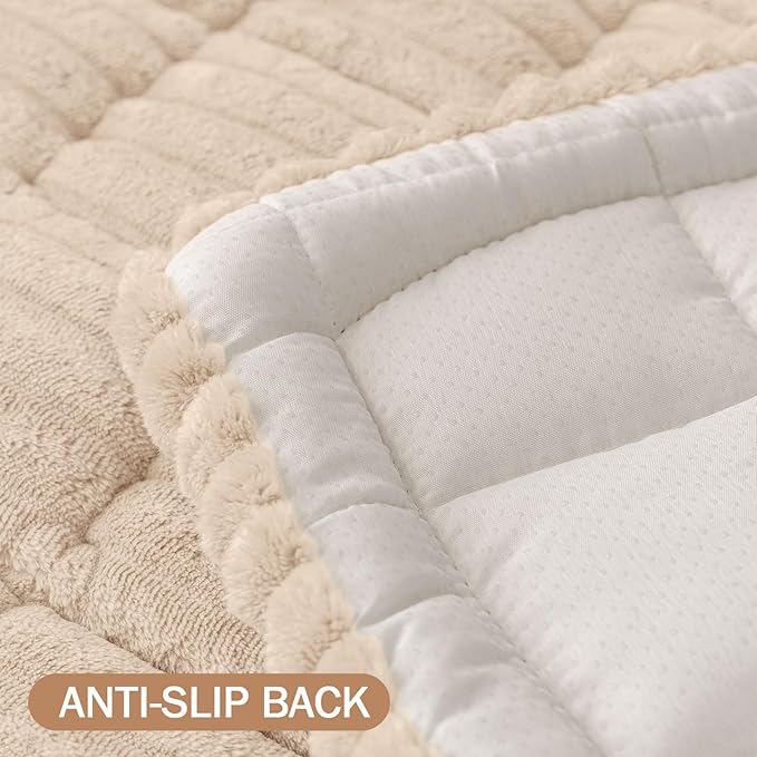 Smiry Couch Cover for Dogs Washable, Non Slip Fuzzy Pet Couch Covers for 3 Cushion Sofa Pet Friendly, Thick Soft Sofa Slipcovers Cushion Protector (Apricot, 27.6" x 70.9")