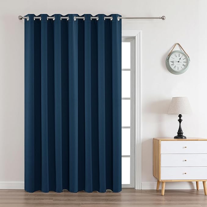 Joydeco Blackout Curtains 90 Inches Long 1 Panel, Thermal Insulated Long Curtains& Drapes 1 Piece, Room Darkening Grommet Drapes for Living Room Bedroom Window (W70 x L90 Inch, Navy Blue)