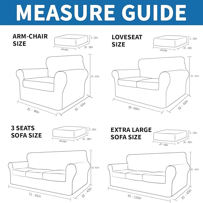 XINEAGE New 4 Pieces Couch Covers for 3 Cushion Couch Super Stretch Thick Soft Sofa Cover Anti Slip Sofa Slipcover Dogs Cats Furniture Protector (Pea Green, 71"-91")