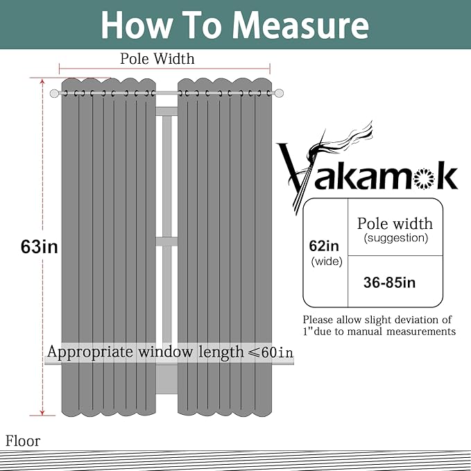 Yakamok Blackout Curtains Room Darkening Thermal Insulated Window Panels,Solid Grommet Top Drapes for Bedroom/Living Room(62Wx63L, Natural, 2 Panels)