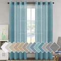 Elegant Natural Linen Curtain Panels Energy Efficient Semi - Sheers Linen Curtains/Nickel Grommet Window Treatments Panels for Patio Glass Door/Balcony (Set of 2, Turquoise, 52"W x 96"L)