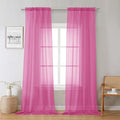 Lecloud Hot Pink Sheer Curtains 96 Inches Long 2 Panels, Rod Pockets Solid Voile Living Room Curtains for Bedroom Dining Room, Light Filtering Airy Vintage Farmhouse Drapes, Each Panel 42" W x 96" L
