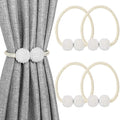 Melaluxe 4 Pack Magnetic Curtain Tiebacks, Decorative Curtain Holdbacks for Window Décor (Beige)