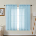 Gwine Sky Blue Sheer Curtains for Bedroom 54 inches Long 2 Panels, Light Filtering Voile Rod Pocket Curtains, Airy Transparent Sheer Drapes for Living Room, Each 42" Wx54 L