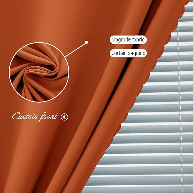 Self Adhesive Curtains Portable Blackout Curtain Simple and Easy to Install Bedroom Window Thermal Lnsulated Kitchen Room Darkening Black Small Drapes, 47" W X 59" L, Orange, 1 Panel