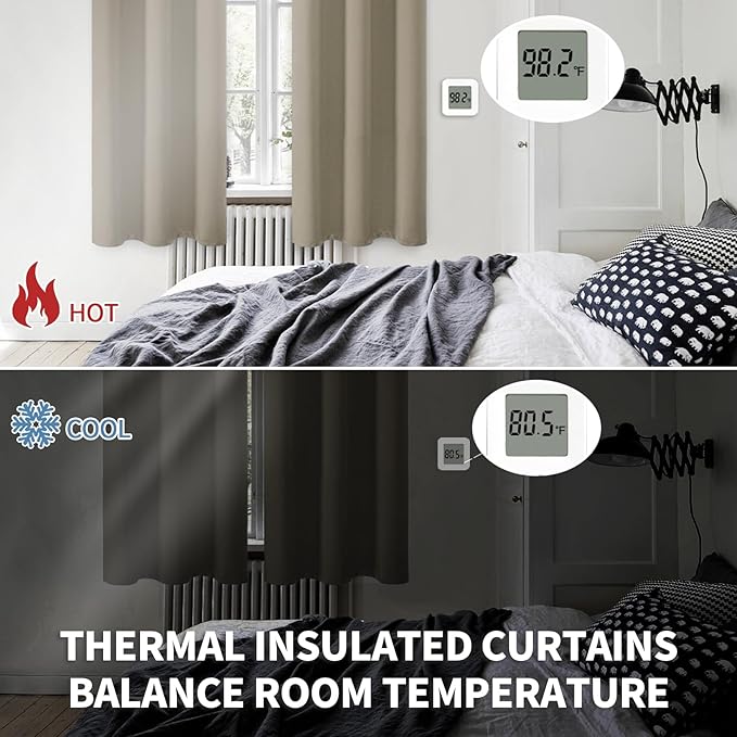BGment Room Darkening Curtains 63 Inches Long - Grommet Thermal Insulated Drapes Window Treatment Curtains for Bedroom, 2 Panels, 52 x 63 Inch, Cocoa