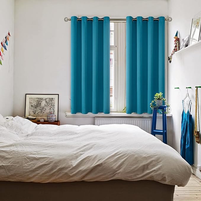 BGment Blackout Curtains - Grommet Thermal Insulated Room Darkening Bedroom and Living Room Curtains, Set of 2 Panels (52 x 54 Inch, Peacock Blue)