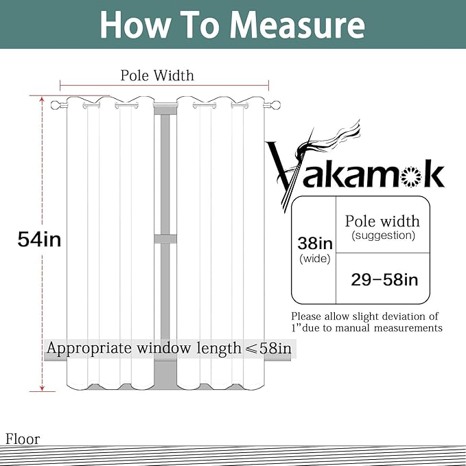 Yakamok Blackout Curtains Room Darkening Thermal Insulated with Grommet Window Curtain for Living Room, 38 x 54 inch, Aqua, 2 Panels