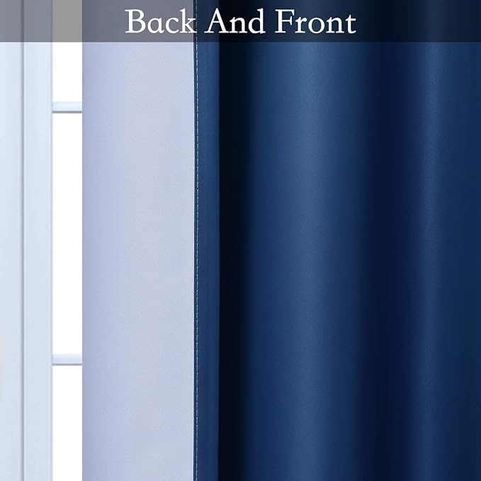 SimpleHome Ombre Room Darkening Curtains for Bedroom, Light Blocking Gradient Blue to Gray White Thermal Insulated Grommet Window Curtains/Drapes for Living Room,2 Panels, 52x96 inches Length