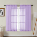 Gwine Lilac Sheer Curtains for Bedroom 54 inches Long 2 Panels, Light Filtering Voile Rod Pocket Curtains, Airy Transparent Sheer Drapes for Living Room, Each 42" Wx54 L