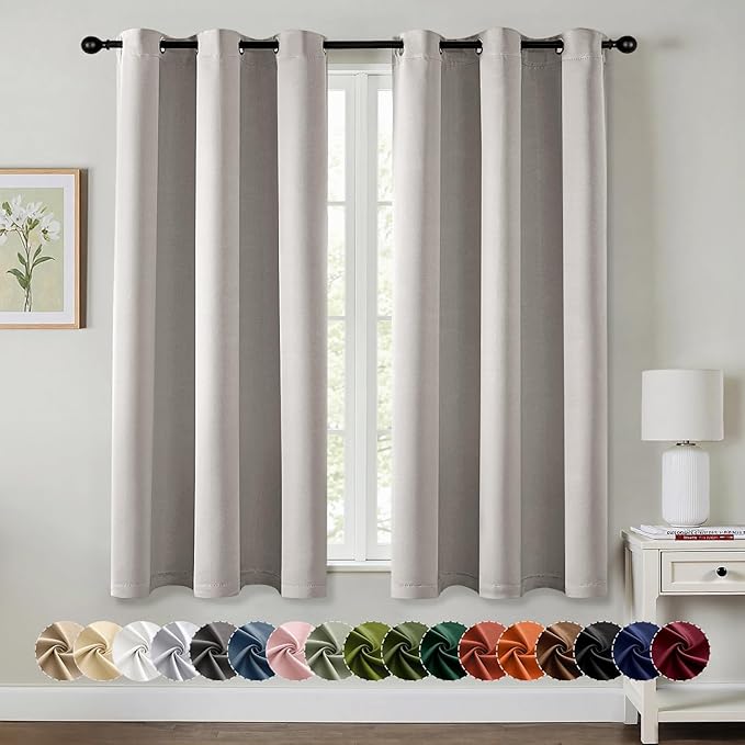 MIULEE Cobblestone Blackout Curtains - Bedroom Window Treatment Curtains Thermal Insulated Room Darkening Drapes for Living Room Kitchen Grommet Light Blocking Drapery, 40 x 45 Inches Long, 2 Panels
